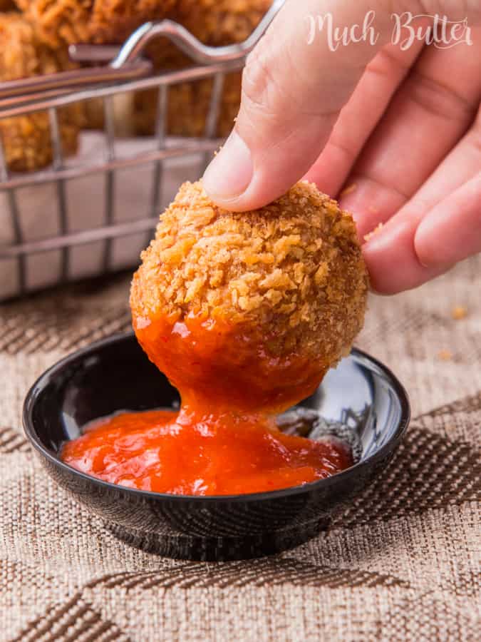 Spicy Chicken Balls, a copycat from famous fast food restaurant that turned out more delicious than the original. More tasty than chicken nugget packages from supermarket!