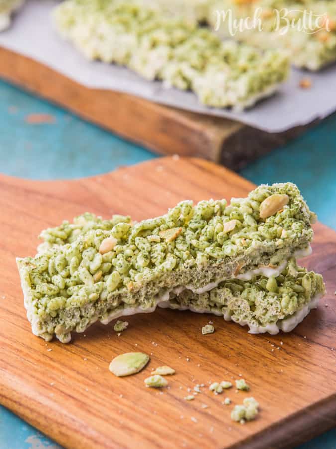 Almond Matcha Rice Crispy Bar