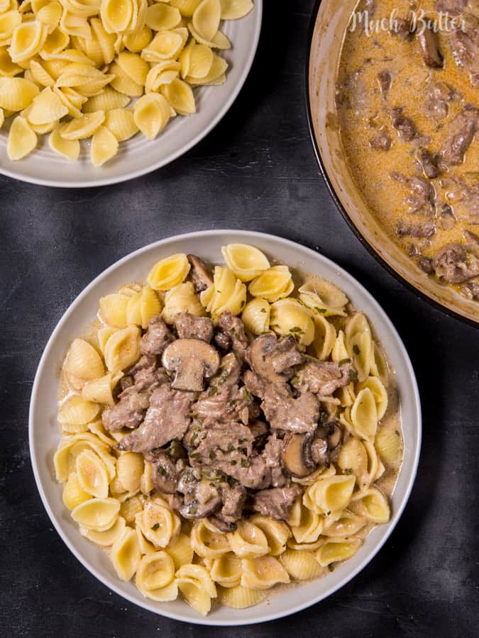 Beef Stroganoff with Conchiglie Pasta