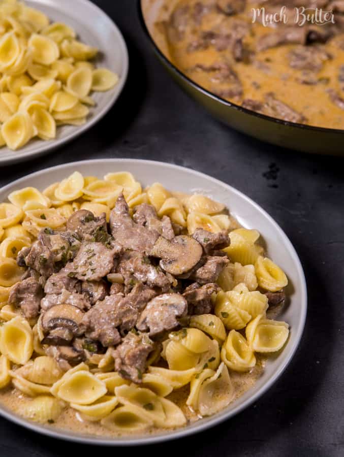 This Beef Stroganoff with Conchiglie Pasta is best served as a dinner on cold nights. You only need approximately 30 minutes to cook it.