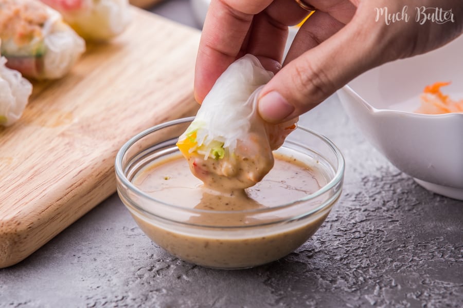 Healthy Shrimp and Spicy Tuna Vietnamese Spring Rolls! Clean and fresh appetizers served with sesame mayo and peanut sauce.