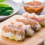 Healthy Shrimp and Spicy Tuna Vietnamese Spring Rolls! Clean and fresh appetizers served with sesame mayo and peanut sauce.