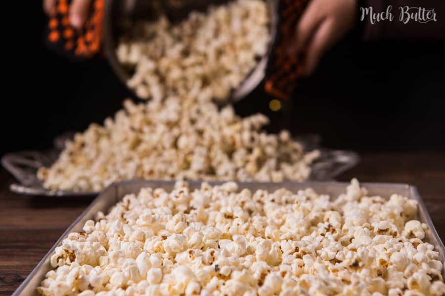 Homemade salted caramel popcorn is perfect as a companion for watching movies or just eat as it is as snack.