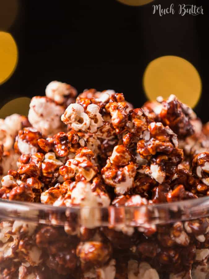 Homemade salted caramel popcorn is perfect as a companion for watching movies or just eat as it is as snack.