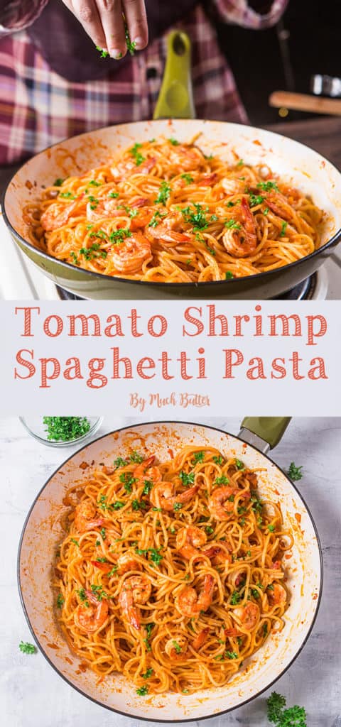 Tomato Shrimp Spaghetti Pasta is easy and delicious meal for lunch or dinner. Suitable for busy people but want to make healthier food at home.