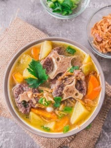 Oxtail soup is comfort food to feed your soul. This is Indonesian version, served with vegetables and rich but clear beef broth.