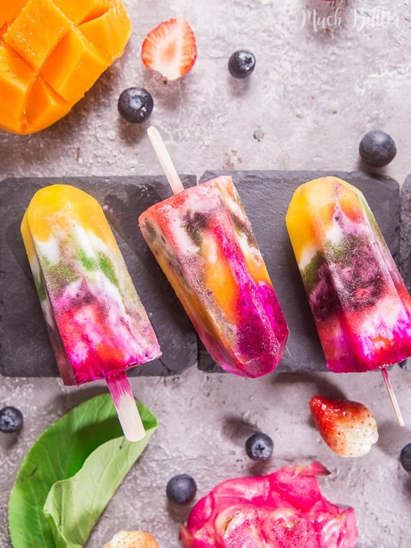 Rainbow Fruit Popsicles For Hot Summer Much Butter