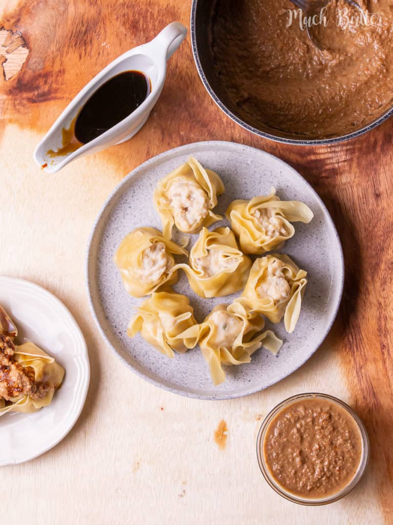 Steamed Spanish Mackerel Dumplings by Chinese Shumai (siu mai or shaomai). In Indonesian style, siomay use steamed king mackerel fish dumplings for the meat filling. The taste is so appetizing because it is served with peanut sauce, sweet soy sauce, and a dash of lime juice. Savory, sour, and sweet dish to flavorful your day!