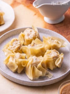 Steamed Spanish Mackerel Dumplings by Chinese Shumai (siu mai or shaomai). In Indonesian style, siomay use steamed king mackerel fish dumplings for the meat filling. The taste is so appetizing because it is served with peanut sauce, sweet soy sauce, and a dash of lime juice. Savory, sour, and sweet dish to flavorful your day!