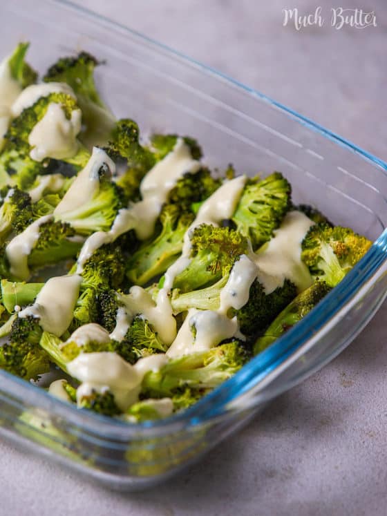 Roasted Broccoli with Cheese Sauce - Much Butter