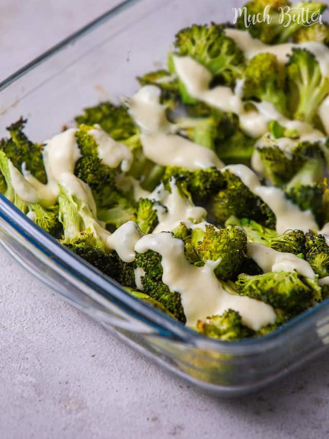 Roasted Broccoli with Cheese Sauce - Much Butter