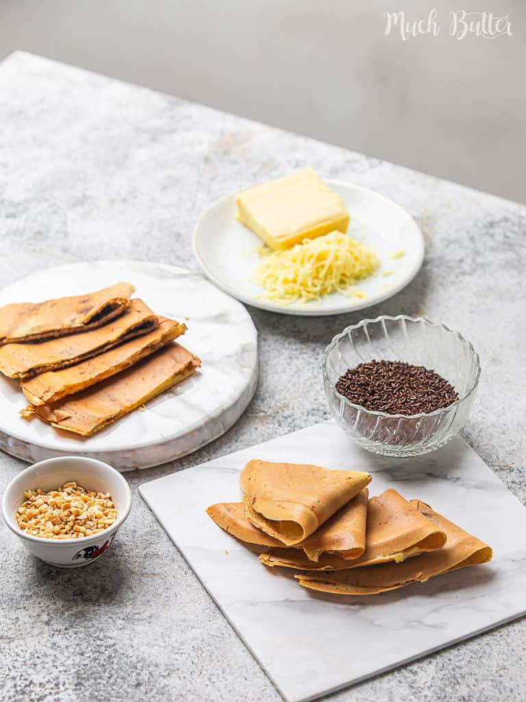 Crispy thin martabak is an Indonesian pancake with a crispy, dry, soft, and thin texture. Easy homemade batter, you can make it quickly for every breakfast. The filling is UNLIMITED, create your own tasty pancake.