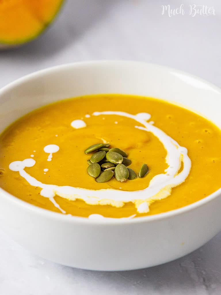 Classic, creamy and light pumpkin soup to comfort in winter or fall season. Simple vegan soup with fresh pumpkin, cinnamon, nutmeg, clove, and coconut cream. Don't keep your family waiting for a flavorful, simmer, and smooth appetizer. 