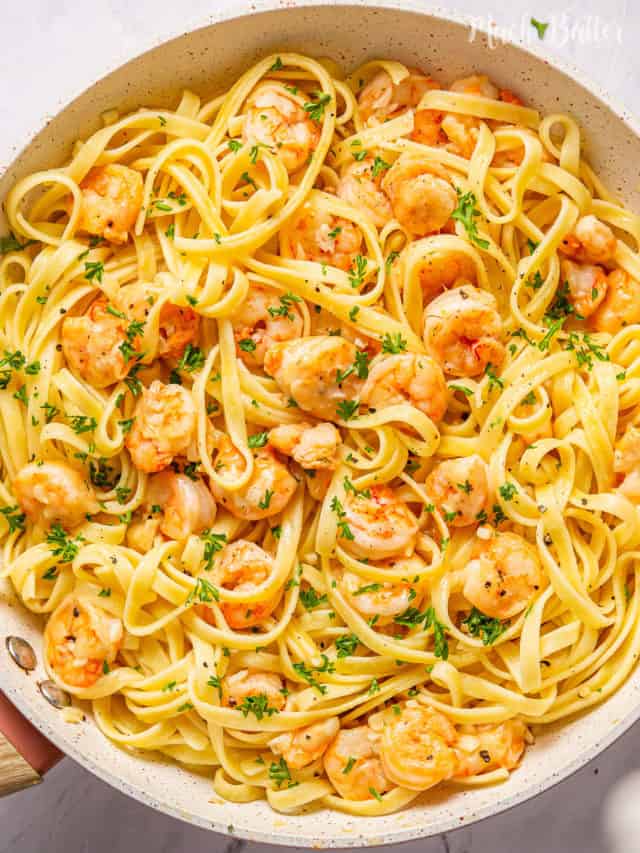 Garlic Butter Shrimp Pasta - Much Butter