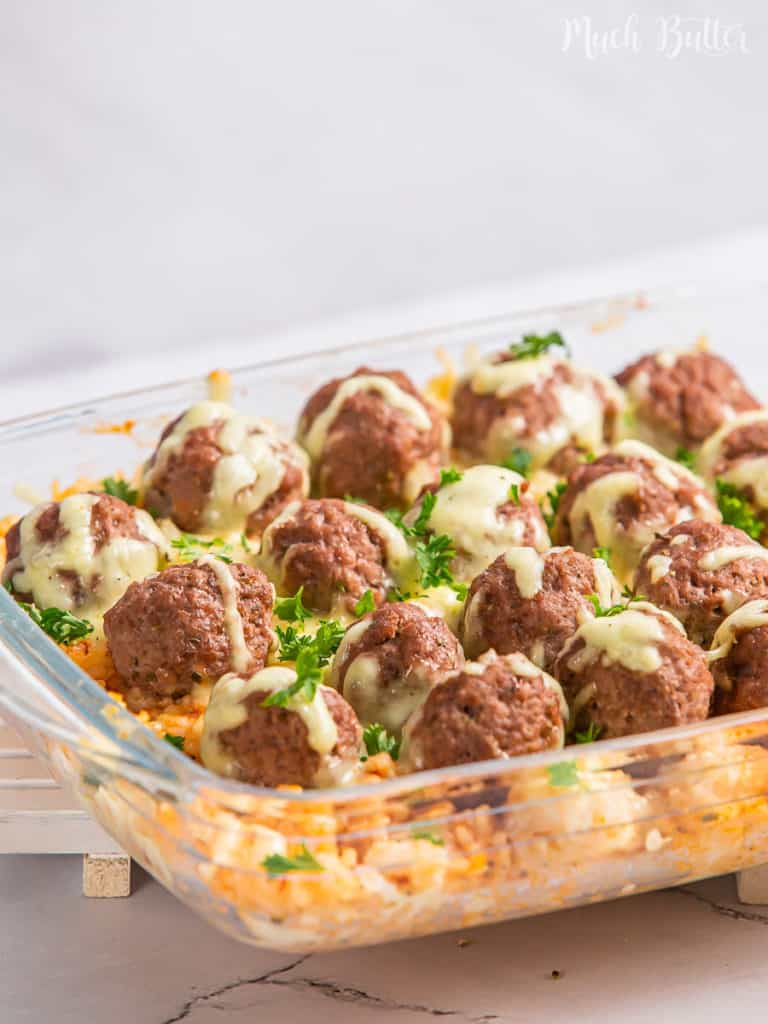 Meatball and Rice Casserole - Much Butter