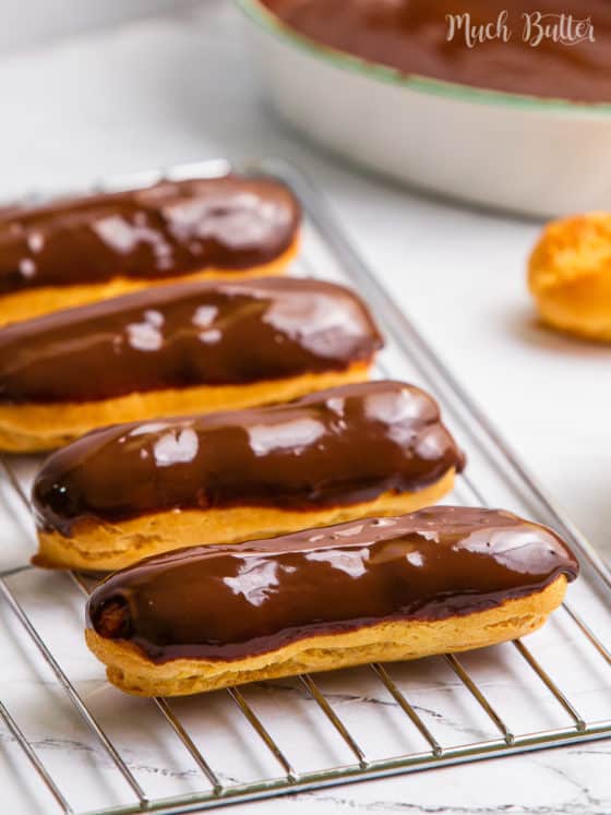 Chocolate Caramel Eclairs - Much Butter