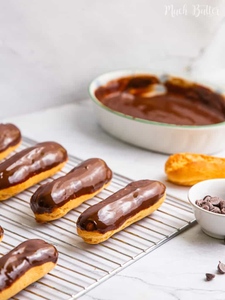 Chocolate caramel eclairs are crispy pastries filled with sweet caramel and chocolate ganache topping combined to destroy your bad day. Such a perfect companion for your weekend or your special occasion! 