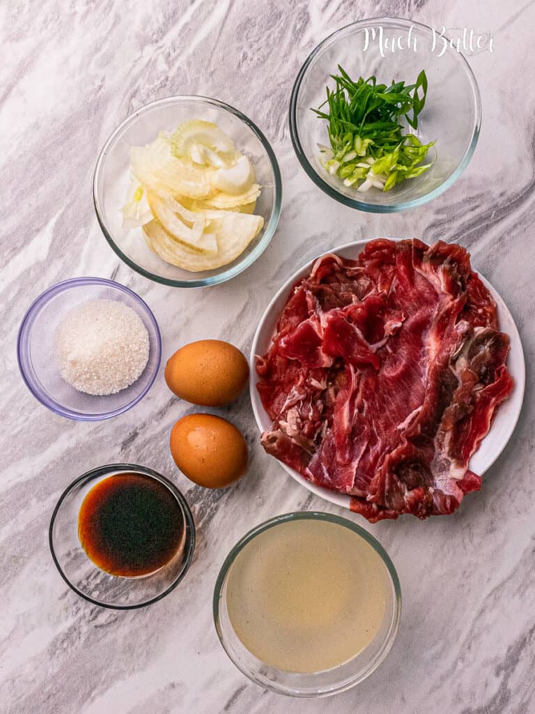 Gyudon or Japanese rice bowl is a classic comfort food made from slices of beef, onion, and sweet and savory sauce served over steamed rice.