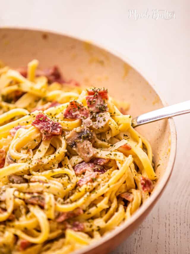 Beef Bacon Mushroom Pasta a Halal Version Much Butter
