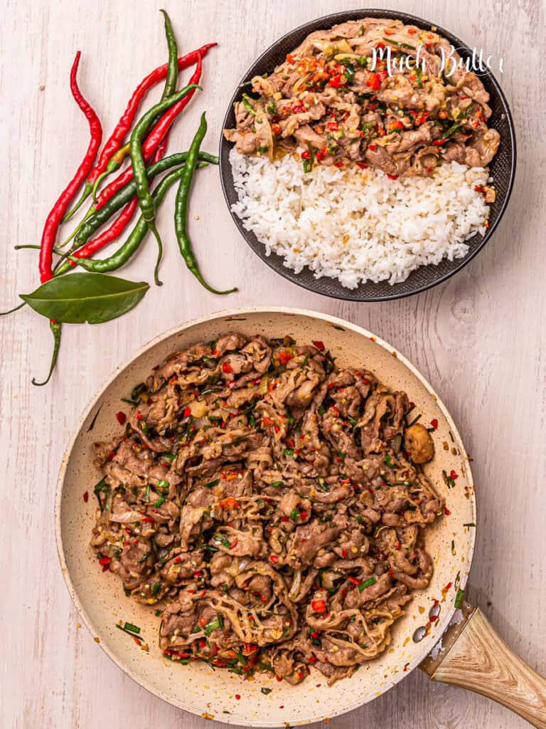 Firecracker beef stir fry (oseng mercon) is a super spicy Indonesian food of slice beef with full aromatics and herbs, yet so quick to make!