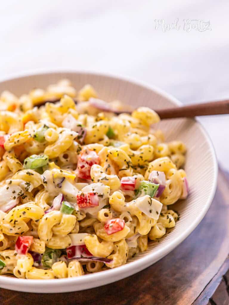 How I love this macaroni salad recipe! Bright color, bright flavor. Make your healthy journey easier, oh-so-delicious!