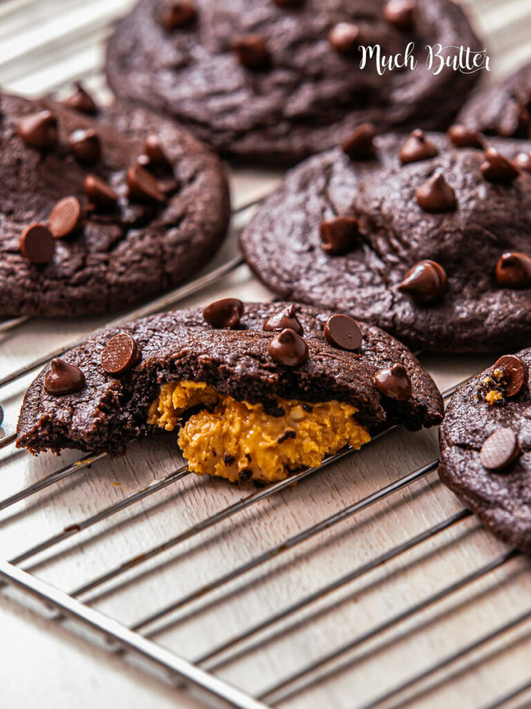 Satisfy your sweet cravings with Peanut Butter Stuffed Chocolate Cookies! Rich chocolate cookies stuffed with a creamy peanut butter surprise. 