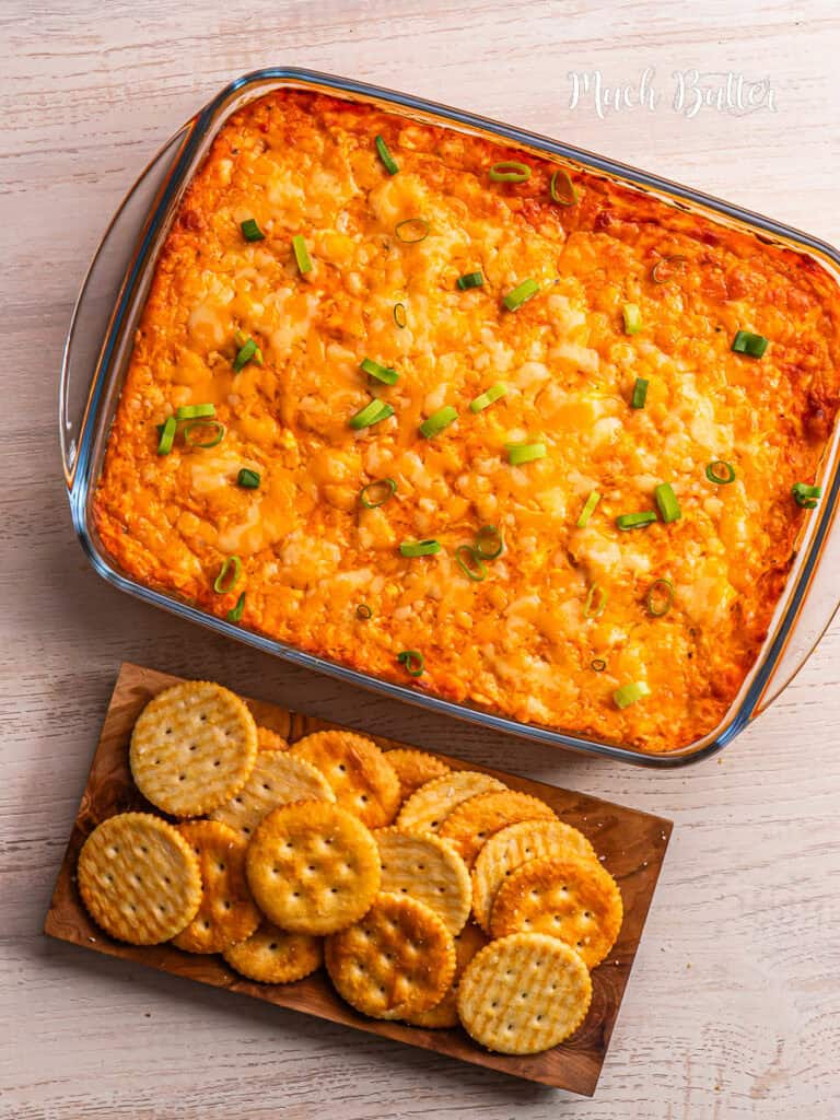 Cheesy Buffalo Chicken Dip is the perfect game day and sharing snacks. It’s also really easy, just mix and bake, definitely a family classic 