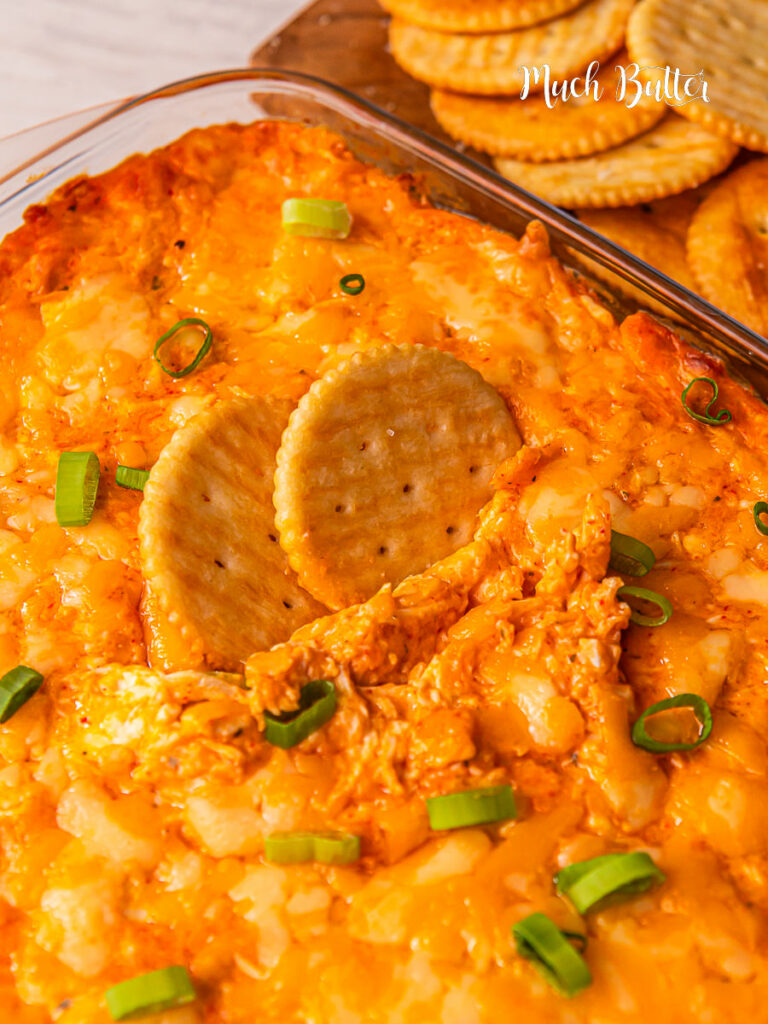 Cheesy Buffalo Chicken Dip is the perfect game day and sharing snacks. It’s also really easy, just mix and bake, definitely a family classic 