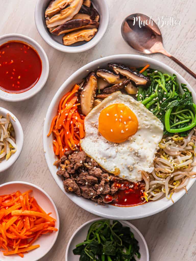 Making art with Bibimbap recipe, a wholesome rice bowl, beef, and loads of vegetables and bibimbap sauce. It’s the ultimate comfort food!