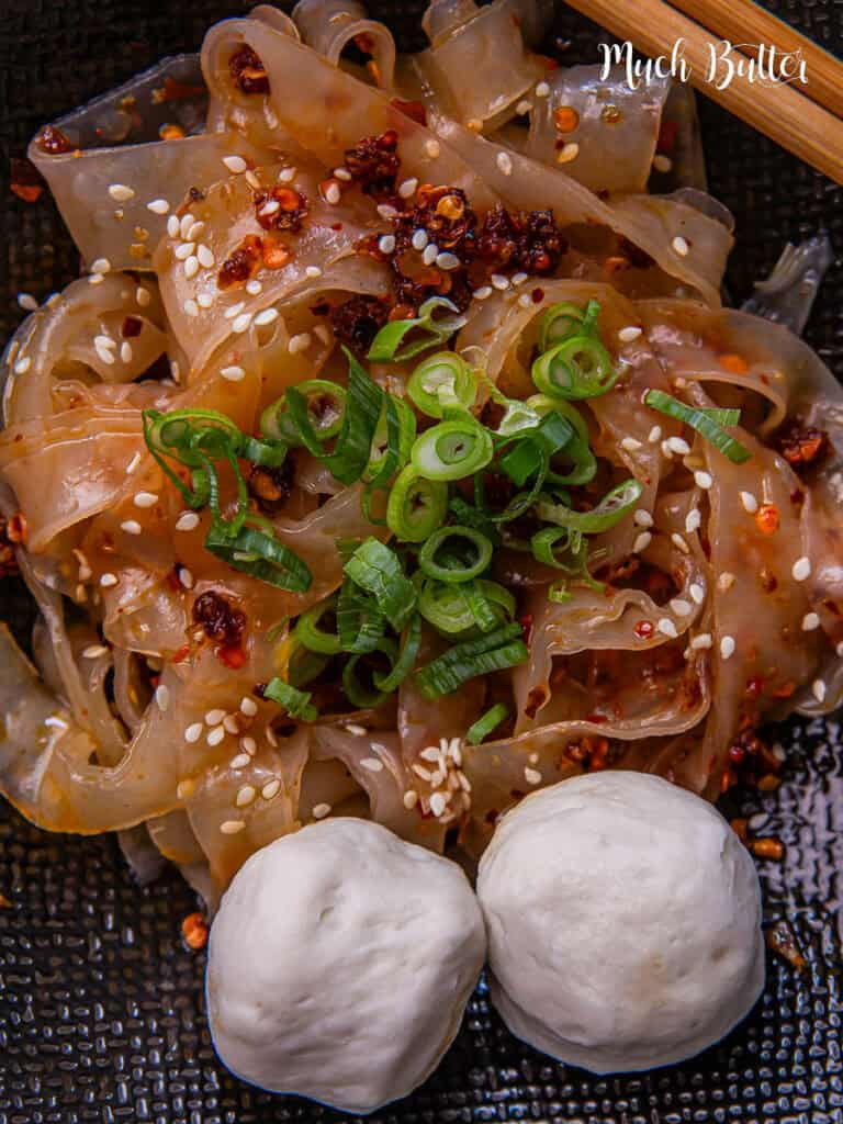 Discover the perfect fusion of Rice Paper Noodle tossed in Chili Oil! Where chewy rice paper noodles meet a chili oil sauce, it's gluten-free!