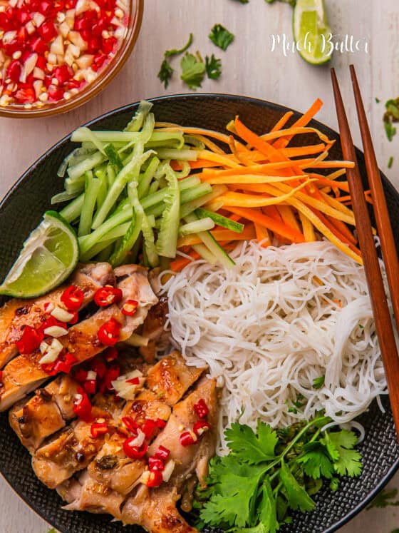 Vietnamese Lemongrass Chicken with Vermicelli Noodles - Much Butter