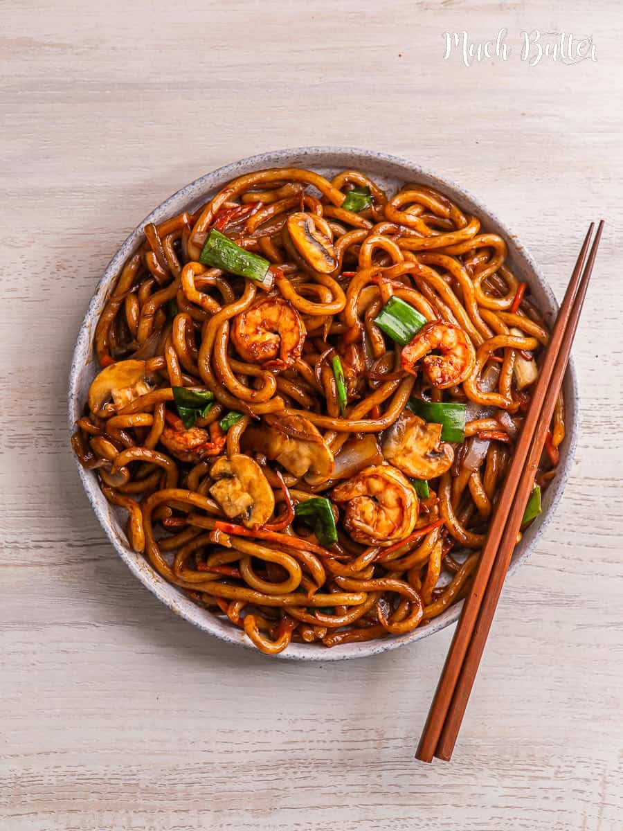 Yaki Udon (Japanese Stir Fries Udon Noodles) - Much Butter