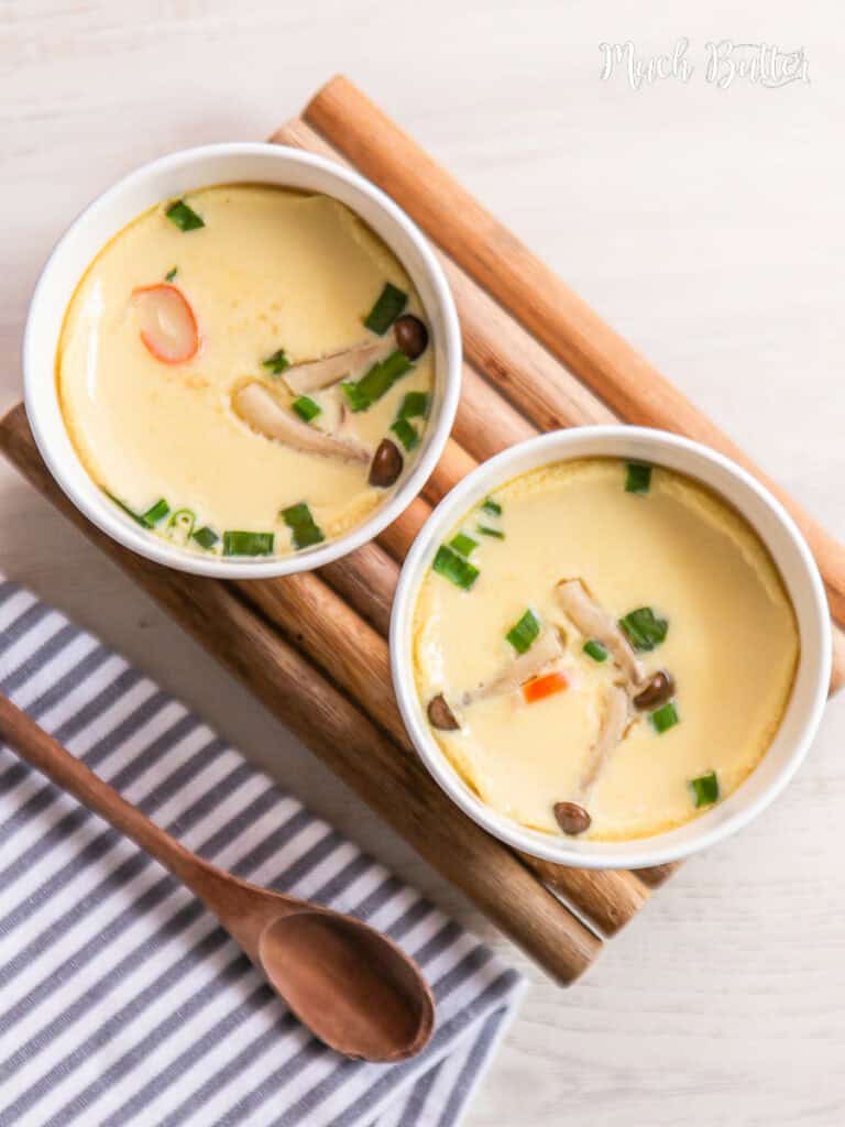 Make chawanmushi, a Japanese appetizer consisting of egg mixture with dashi stock, soy sauce, and toppings steamed in a cup. 