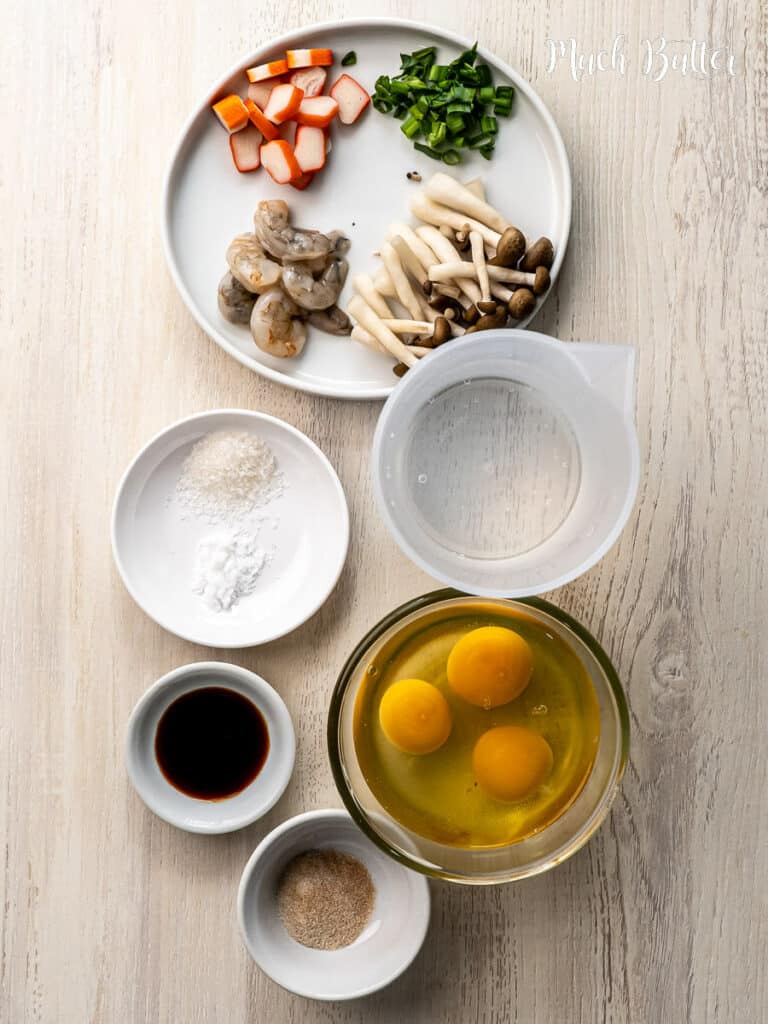 Make chawanmushi, a Japanese appetizer consisting of egg mixture with dashi stock, soy sauce, and toppings steamed in a cup. 