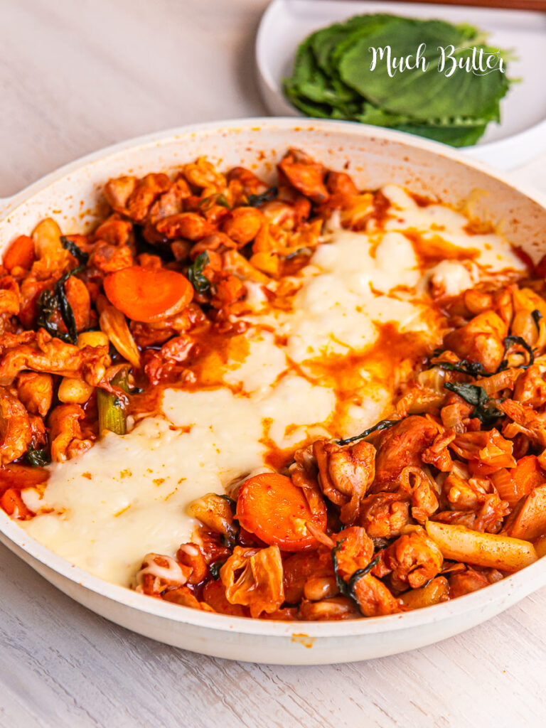 Discover Cheese Dakgalbi or Korean Spicy Chicken Stir Fry with the perfect balance of spicy, savory, and cheesy in one pan with this recipe!