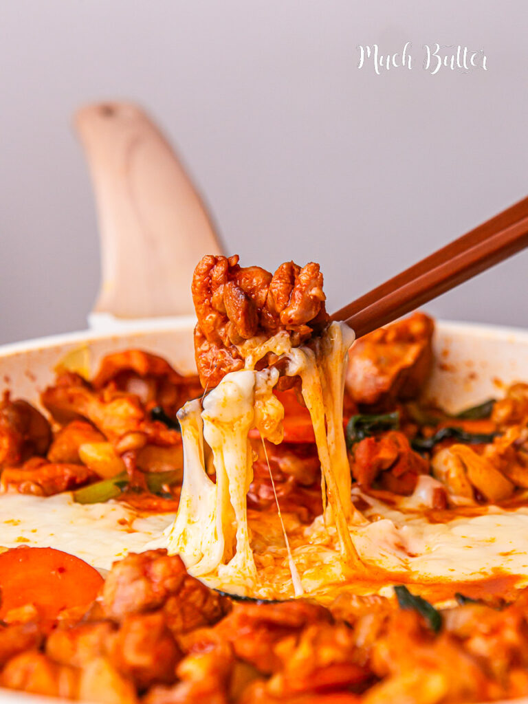 Discover Cheese Dakgalbi or Korean Spicy Chicken Stir Fry with the perfect balance of spicy, savory, and cheesy in one pan with this recipe!