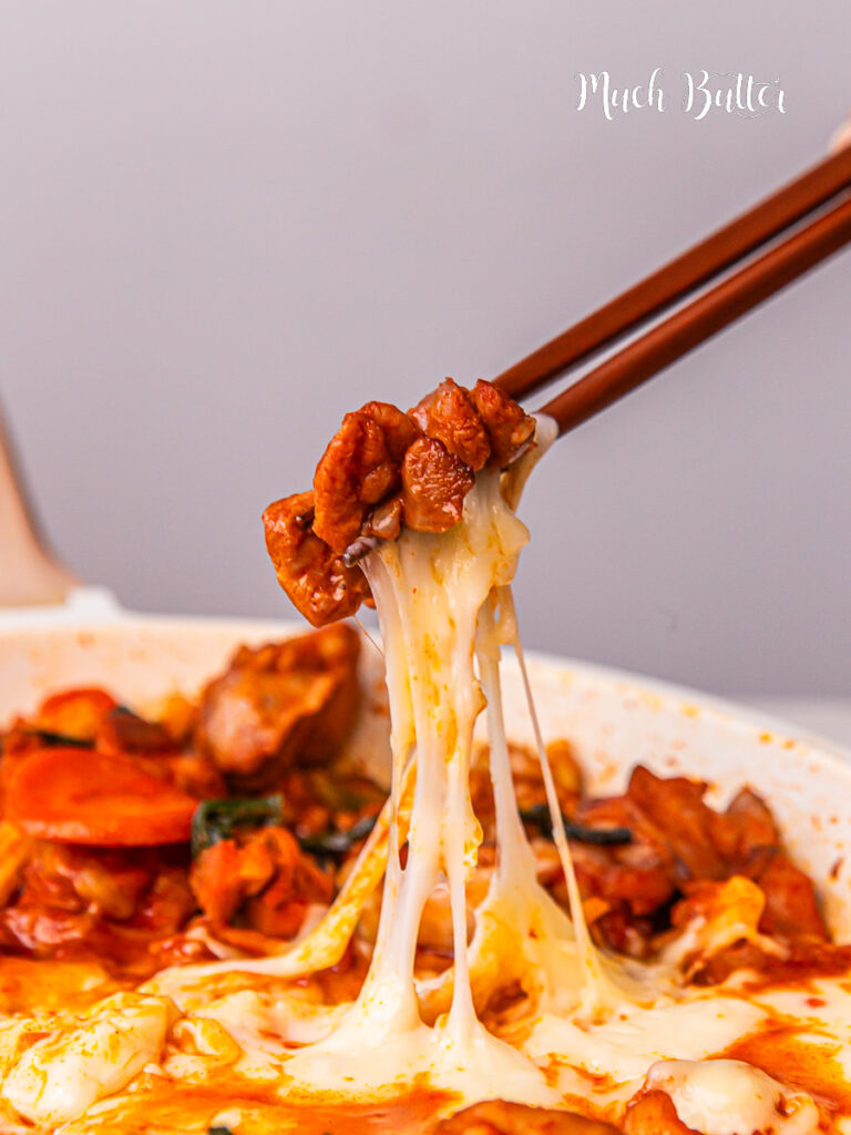 Discover Cheese Dakgalbi or Korean Spicy Chicken Stir Fry with the perfect balance of spicy, savory, and cheesy in one pan with this recipe!