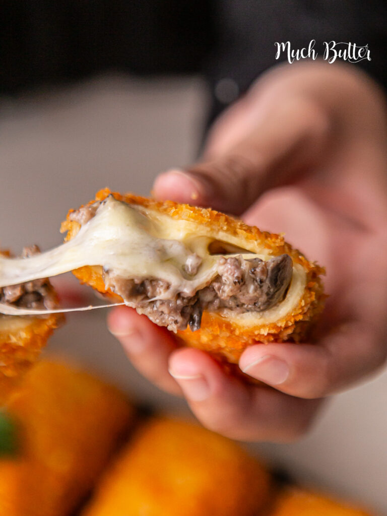 Gourmet Risol Beef Truffle Mozzarella recipe: savory beef, cheddar, mushrooms, mozzarella, and truffle powder, fried to a golden crisp.